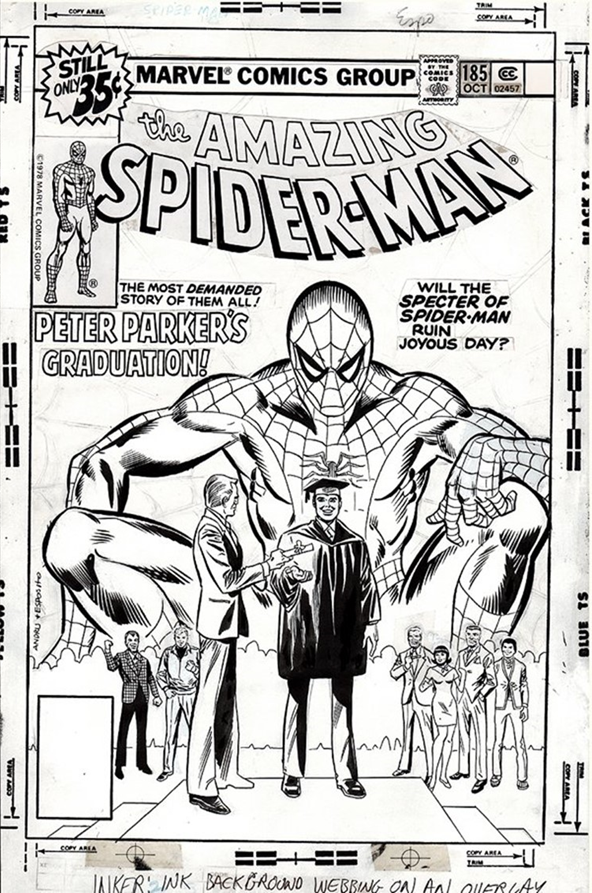 Arte original da Capa de TAS #185 - versão de Ross Andru (O Homem-Aranha de Gerry Conway)