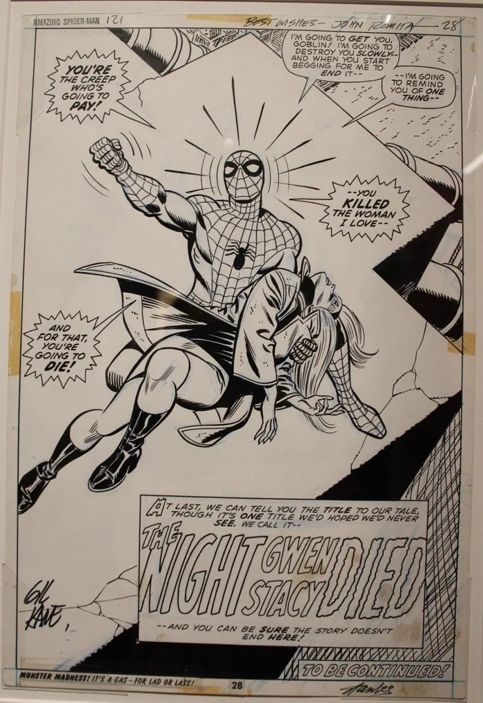 Página original de The Night Gwen Stacy Died - The Amazing Spider-Man #121