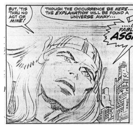 Detalhe de cópia do desenho original da página 4 de Thor n. 152 [1968], de Jack Kirby [lápis]