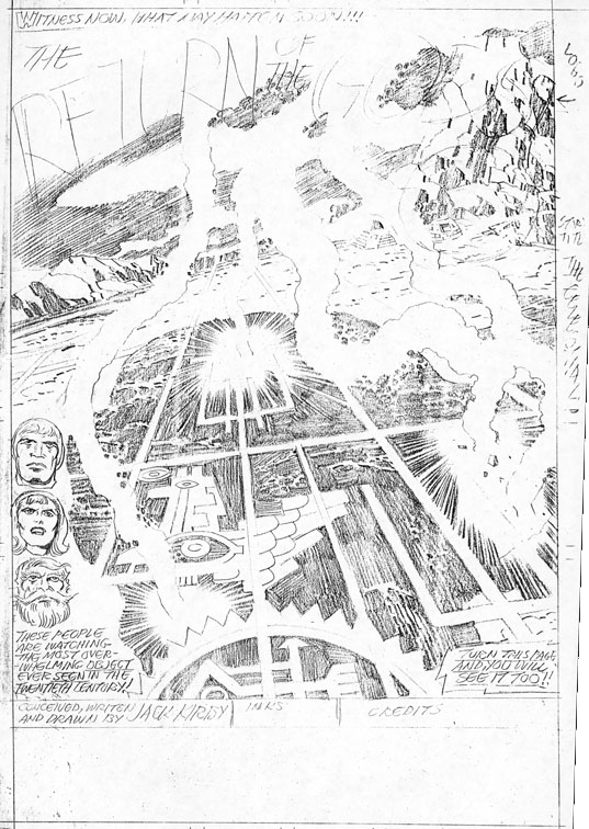 Cópia da arte original da página título de The Eternals n. 2 [1976], de Jack Kirby