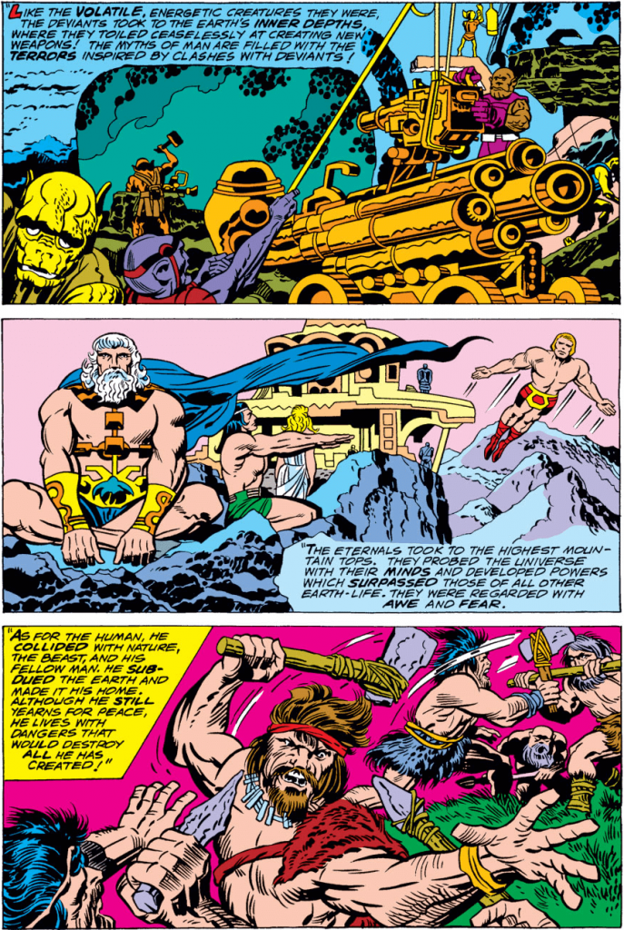 Página 12 de The Eternals n. 1 [1976] , de Jack Kirby [arte original] e John Verpoorten [arte-final]